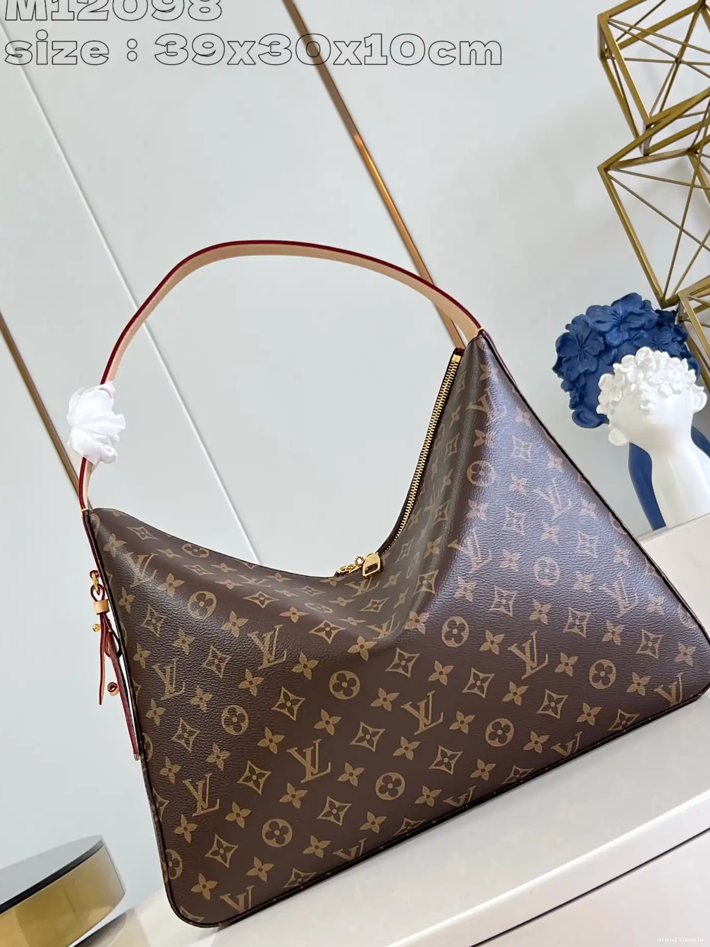 Official oldcobbler MM-39x30x10cm Slouchy VUITTON LOUIS 0527